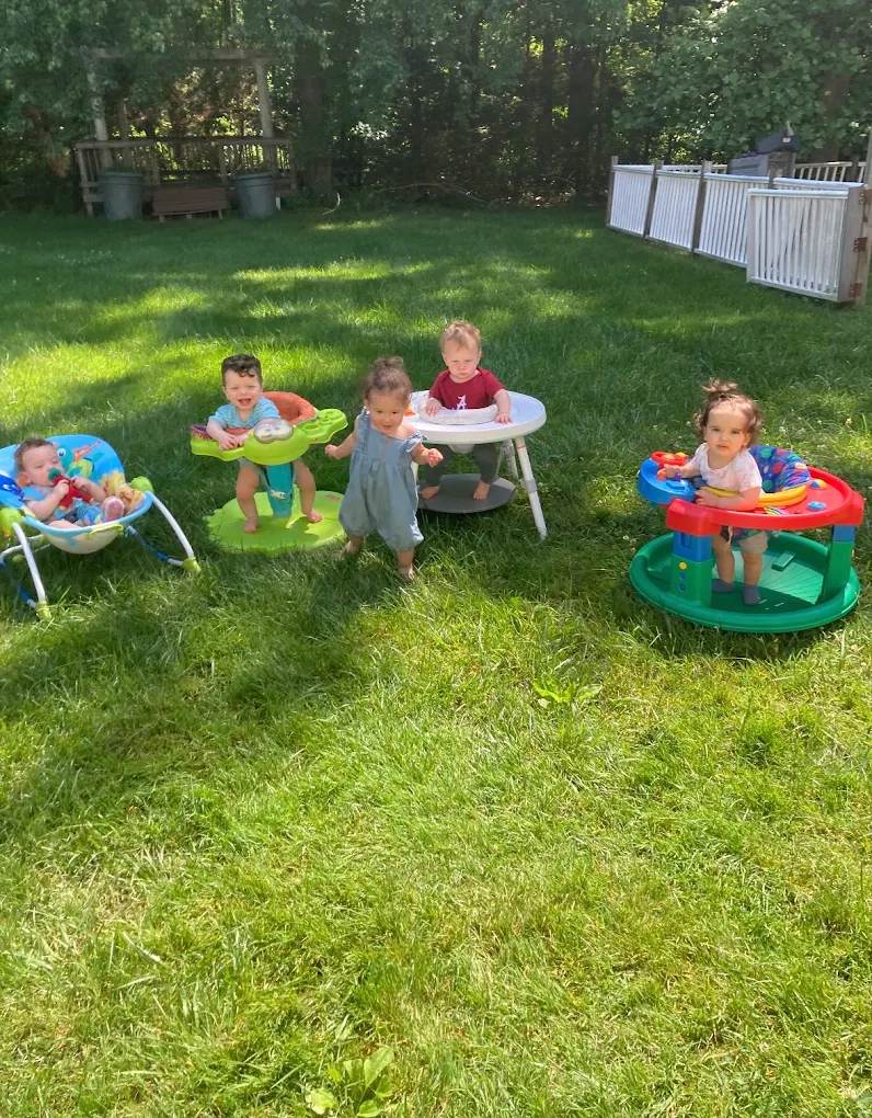 Children enjoying outdoor activities in the backyard